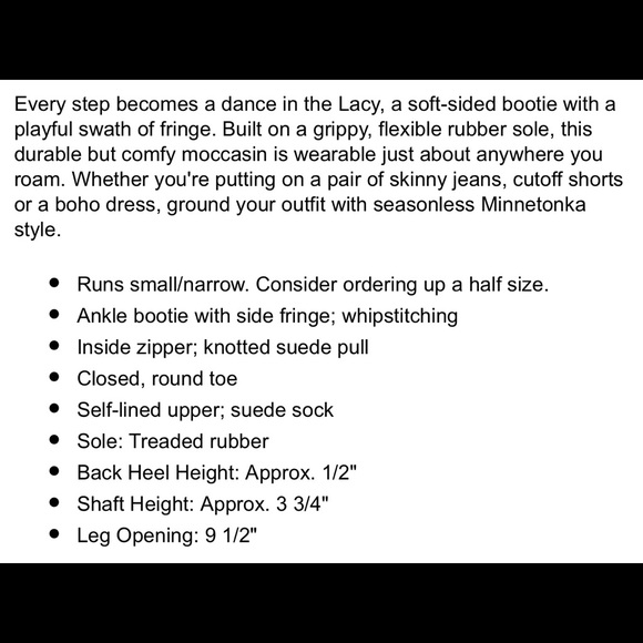 Minnetonka lacy fringe boots sz 8 - Picture 8 of 8